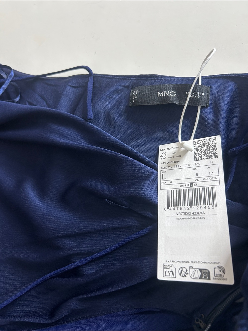 NWT (size 8) MANGO ASYMMETRICAL DRESS WITH SCARF - Picture 7 of 8